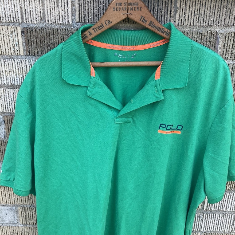 Polo Sport Ralph Lauren Men's XL Golf Polo Green Orange Thermo Vent Performance
